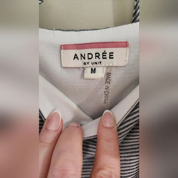 Andree By Unit Dress Women's Size‎ M Blue White Stripe Ruffle Sleeveless - Picture 7 of 8